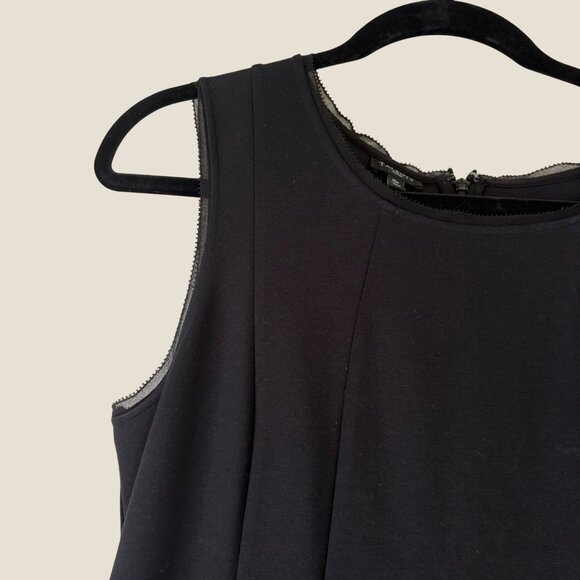 Talbots Black Fit & Flare Stretch Dress Eyelet Lace Detail Knee Length Size 10P - Picture 2 of 7
